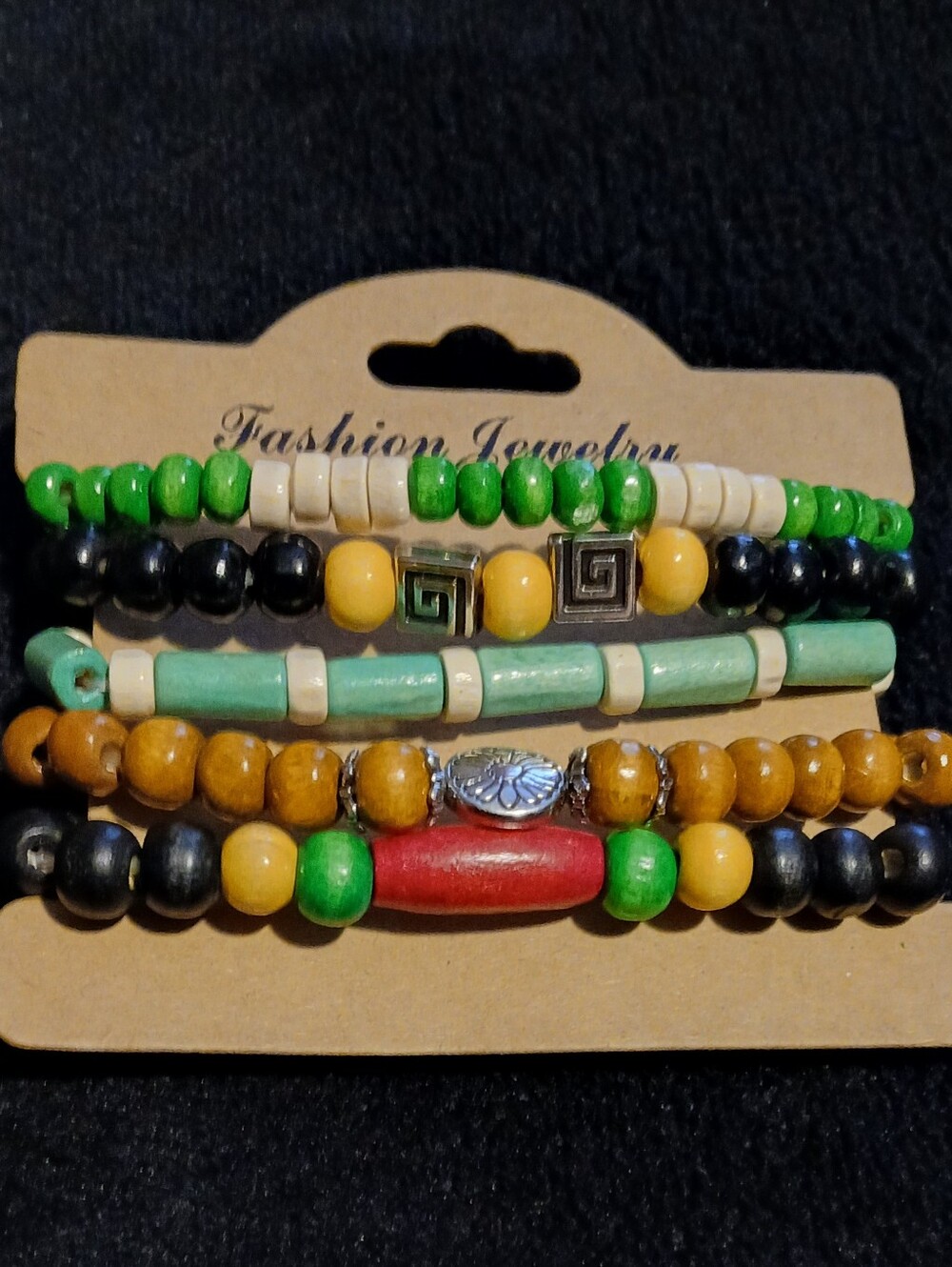 Fashion Jewelry Green Black Yellow Red Multicolor Beaded Bracelet Set